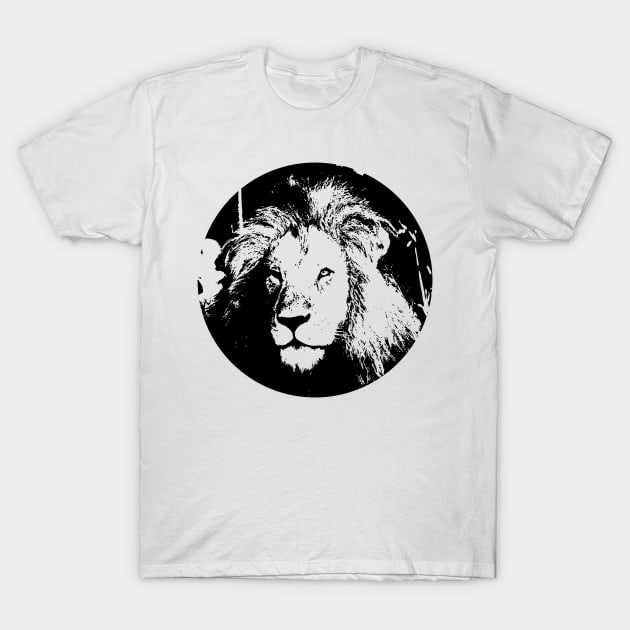 Monochrome Black White Lion T-Shirt by rayrayray90